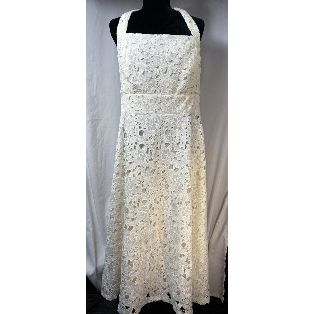 NWT Prabal Gurung JCPenney 24W Off White Floral Lace Halter Maxi Dress iMPOWER